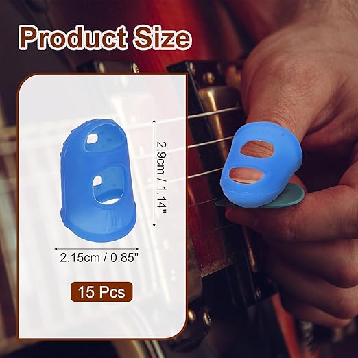 PATIKIL Finger Tip Covers Cots, Deep Blue Silicone Finger Protectors Gloves Breathable Reusable Fingertip Caps with Air Holes for Dry Skin Finger Cracking, L, 15 Pcs