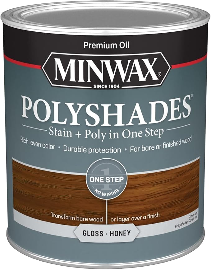 Minwax PolyShades Wood Stain + Polyurethane Finish – Quart, Honey, Gloss