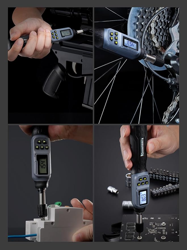 GROWNEER Digital Torque Screwdriver, 2.66-53.1 In-lb/0.3-6 Nm, 1/4'' Drive Inch Pound Torque Screwdriver Electrician with Buzzer & LED Indicator, 27 In 1 Torque Wrench Screwdriver Set, Black
