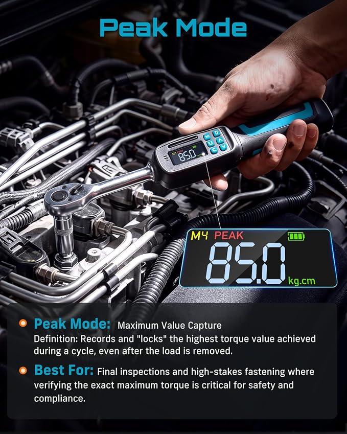 Seesii Digital Torque Wrench 3/8" Drive (2.95-99.6 ft.lbs / 4-135 N.m) | ±2% Accuracy, Buzzer and LED Flash 4 Units Mode with 5"&3" Extension Bar 1/2" Adapter for Auto/Motorcycle/Bicycle Repair