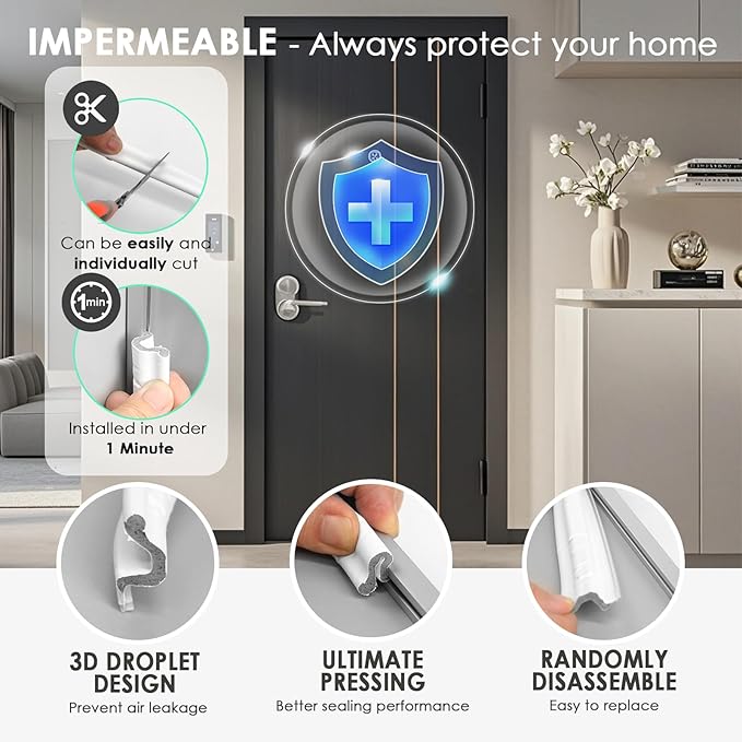 40FT Kerf Weather Stripping Door Seal Sound Proof Weather Strips Seal Strip for Front Door Frame Soundproofing Exterior Door Insulation Gasket (with 4 Door Corner Seals)