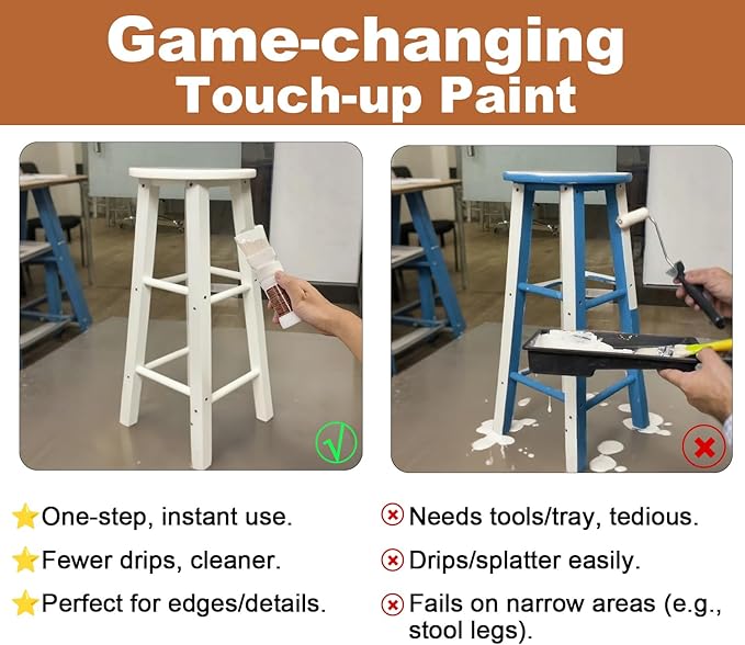 White Paint, Touch-Up Paint for Furniture, Cabinets, Wood, Metal No Sanding, Fast Drying, Water Based Multi Surface, 6.35 oz