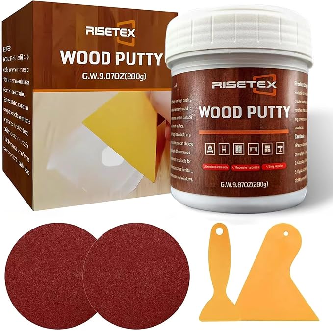 Fix Cracks & Chips Instantly - Wood Filler Putty for Indoor/Outdoor Use | 9.87 oz, Water Resistant, Stainable & Paintable, Natural, Easy to Sand