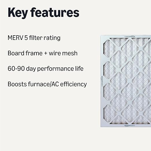 Amazon Basics MERV 5 AC Furnace Air Filter, 16x25x1 inches, 6-Pack (Actual size: 15.75" x 24.75" x 0.75")