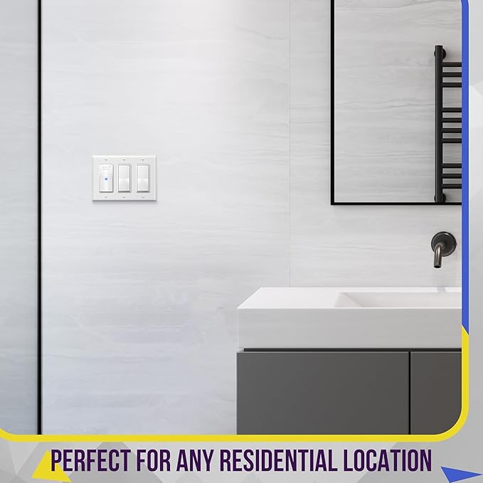 ENERLITES Decorator Light Switch or Receptacle Outlet Wall Plate, Gloss Finish, Size 3-Gang 4.50" x 6.38", Polycarbonate Thermoplastic, 8833-W, White , Standard Size , 1 Count ( Pack of 1)
