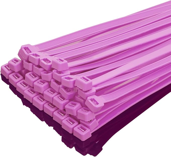 XINGO 16 inch Pink Zip Ties Heavy Duty 100 Pack, 120 LBS Tensile Strength, Premium Nylon Cable Wire Ties, Self-locking Plastic Ties for Indoor and Outdoor Use