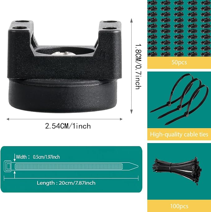 50 Pcs zbab1 Magnetic Zip Tie Mount Base, 35LBS Strong Magnetic Wire Holder & Cable Clips,Magnetic cable management for cars, offices, homes, and boats Diameter 25mm