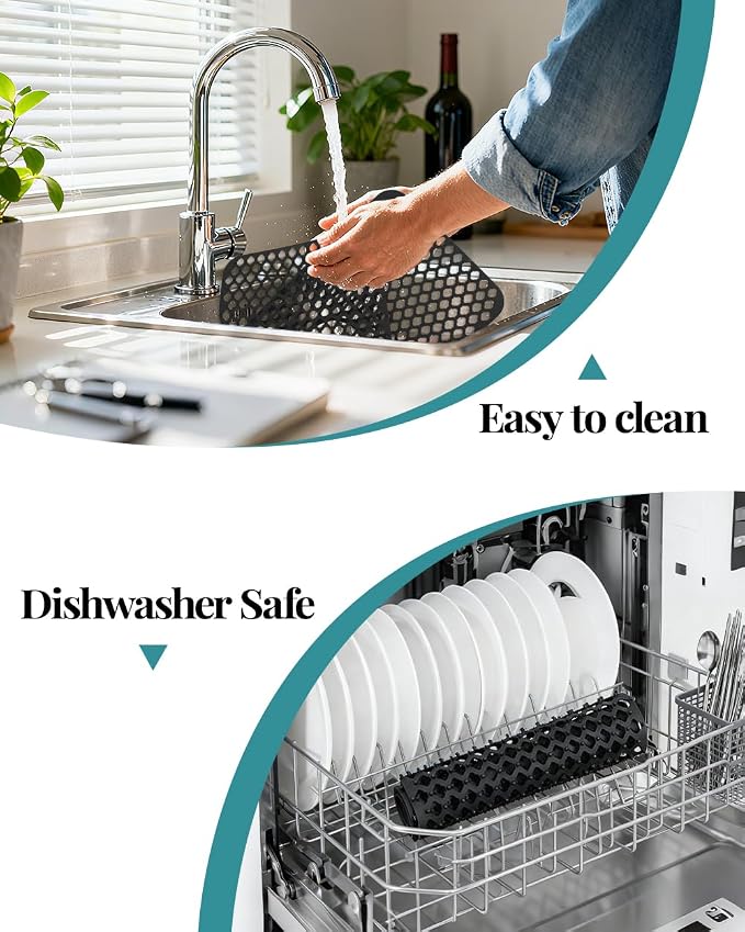 Kitchen Sink Mat 28 x 15in Silicone Sink Mat Non Slip Sink Protector for Farmhouse Kitchen Black