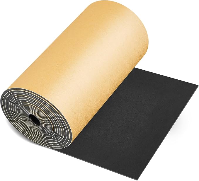 Pangda 1 Piece 157 x 12 x 1/8 Inch Extra Large Marine Foam Roll Closed Cell Rubber with Adhesive Insulation Sheets Lightweight Single Sided Tape Water Weather Resistant for Craft