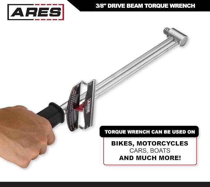 ARES 70214 3/8-In Drive Beam Torque Wrench - 0-800 In/Lbs, 0-90 N/M | High-Visibility Markings for Easy Reading