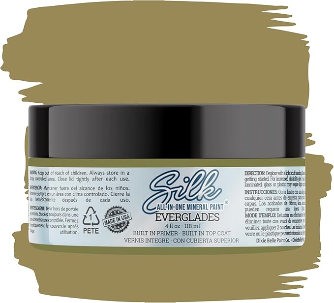 Dixie Belle Silk All-in-One Mineral Paint - Everglades (4oz) - All-in-One Water Based Primer + Topcoat - Durable Furniture Paint - Low Reflective Finish