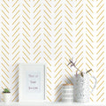 Erfoni Yellow White Peel and Stick Wallpaper Modern Herringbone Wallpaper | 17.7in x 393.7in Geometric Removable Contact Paper Bathroom Peel and Stick Self Adhesive Cabinets Wallpaper Waterproof
