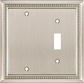 Henne Bery Sunken Pearls Heavy Duty Decorative Wall Plate Switch Plate Outlet Cover (Blank/Toggle, Satin Nickel)