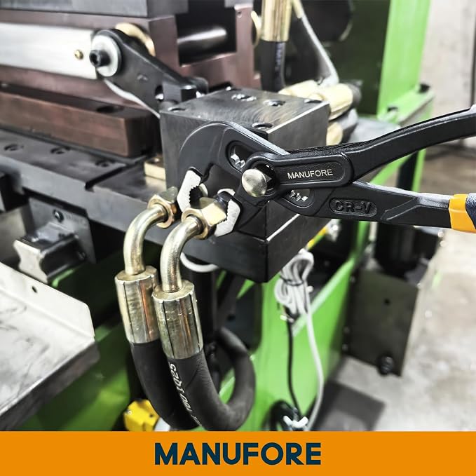 MANUFORE 16 Inch Water Pump Pliers Heavy Duty Tongue and Groove Pliers | Quick Release Design, Deep V-Jaw Teeth for Firm Grip, Comfort Grip and High Carbon Steel for Gripping Pipes, Rods, Shafts