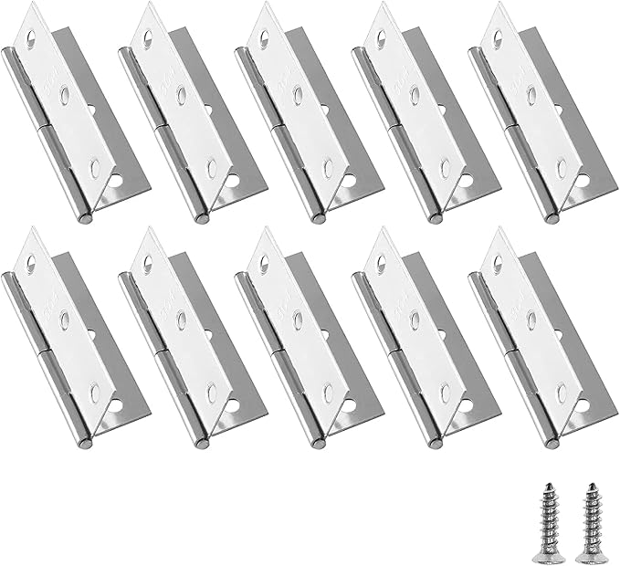 Biaungdo 3 Inch Butt Hinge, Stainless Steel Folding Butt Hinges, Cabinet Mini Hinges Small Box Hinges Door Hinge Rectangle, Pack of 10