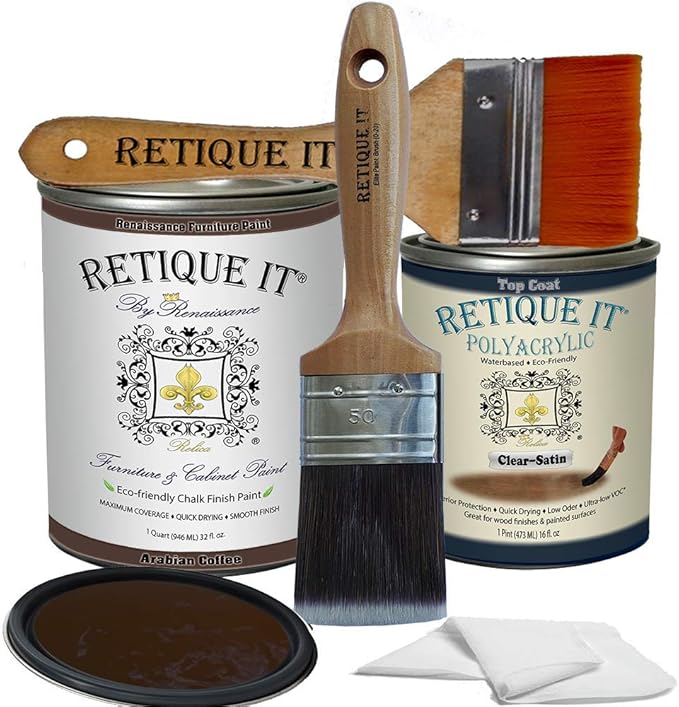 Retique It Chalk Furniture Paint by Renaissance DIY, 6 Piece Set, 14 Arabian Coffee, 32 Ounces
