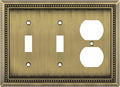 Henne Bery Sunken Pearls Heavy Duty Decorative Wall Plate Switch Plate Outlet Cover (Double Toggle/Single Duplex, Antique Brass)