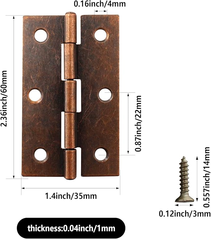 10 Pcs 2.5 Inch Red Bronze Door Hinge Cabinet Hinge - Reliable Red Bronze Ball Bearing Butt Hinges for Windows, Cabinets, and Outdoor Use - Includes Mounting Screws