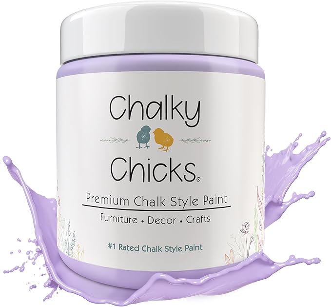 Chalky Chicks 16 Fl Oz Matte Sweet Lilac (Light Purple) Chalk Paint for Furniture Without Sanding - No Prep Furniture Paint No Sanding All in One for Crafts, Wood, Cabinet, Metal, Dresser, Farmhouse