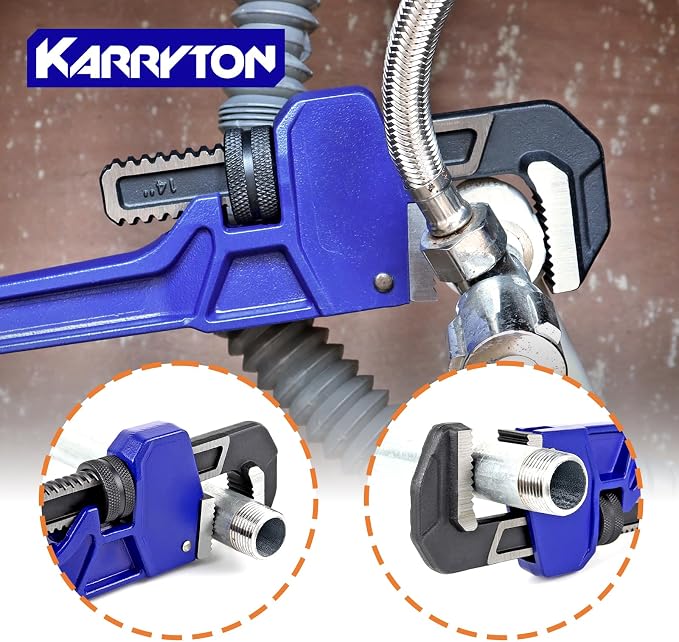 Pipe Wrench set,8" 10" 14" 18" Adjustable Jaw Opening Cast Iron Straight Handle Plumbing Wrench, Perfect Plumbers Tool for Oil Field, Plumbing, Auto Repair, Construction and Mechanics