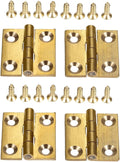 dophee 4Pcs Pure Brass Mini Hinges, Folding Butt Hinges for Drawer Cabinet Cupboard Door Jewelry Box Wooden Case Furniture, 1 Inch
