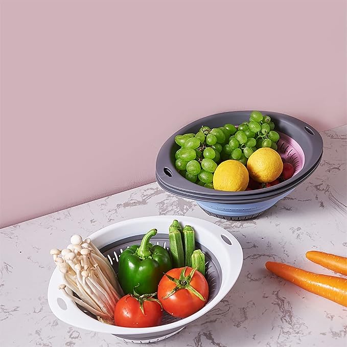 Draining rack Drain Basket Vegatable Basket Collapsible Colander Strainer With Plastic Handles Foldable Storage Basket Kitchen Gadgets Sink Strainer Basket(D,Medium)