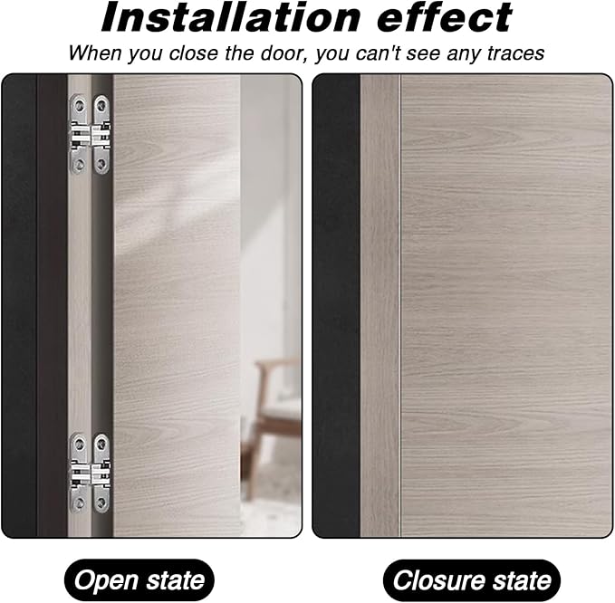 4 Pack Stainless Steel 180 Degree Hidden Hinges for Doors & Cabinets - Invisible Cross & Swing Hinges
