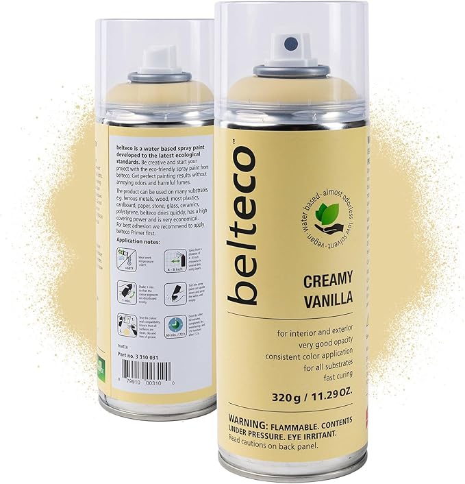 Creamy Vanilla Spray Paint | Water based & Odorless | Eco-Friendly & Vegan | Weather & UV-Resistant | For all Substrates | Fast Drying with High Coverage | For Indoor/Outdoor Use