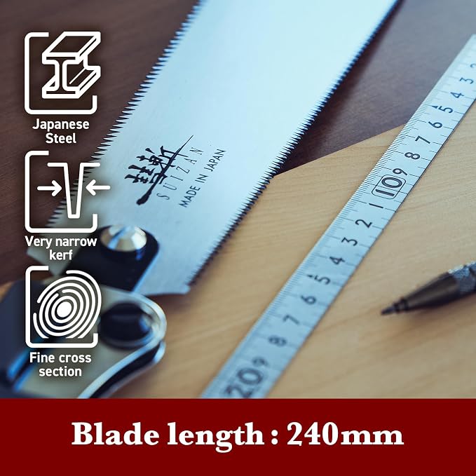 SUIZAN Folding Ryoba Double Edge Saw 9.5" - Japanese Pullsaw Hand Saws | Professional Pull Saw for Woodworking Furniture Making Carpentry Joinery DIY Tools Sharp Replaceable Blade Rip Crosscut