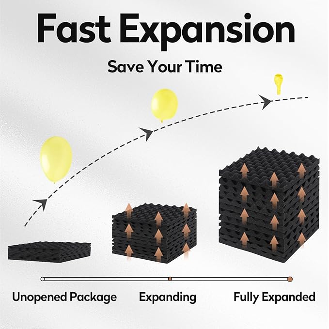 24 Pack Acoustic Panels, 12x12x1.2 Inches Egg Crate Acoustic Foam Panels, Sound Proof Foam Panels Noise Reducing for Walls and Ceiling, Acoustic Wall Panels Sound Absorbing, Soundproof Wall Panels