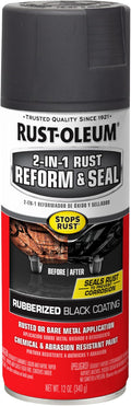Rust-Oleum 344713 Automotive 2-In-1 Rust Reform & Seal Spray, 12 oz, Flat Black