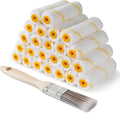 Paint Roller Covers, 25 Pack, 4 Inch 3/8" Nap Mini Microfiber Roller Covers for Painting, Roller Brush Covers, Small House Painting Supplies for Walls, Ceilings, Trim & DIY Projects