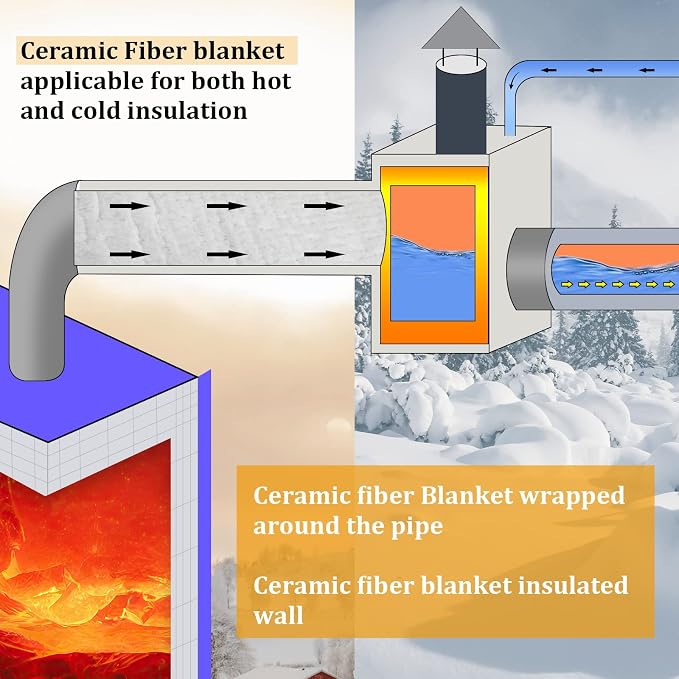 2 Pcs Ceramic Fiber Insulation Blanket 48 x 16 x 1 Inch 2600F | High Density for Oven Insulation Replacement, Heat Resistant to 2601F, For Kilns Stoves Forges Boilers Pizza Ovens