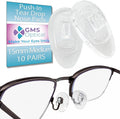 GMS Optical Push in Silicone Nose Pads for Glasses | 15mm Medium, 8.2mm Wide Width | Non Slip Nose Grips, Eyeglass Accessories for Glasses & Sunglasses, Provides Comfort & Stability (10 Pairs, Clear)