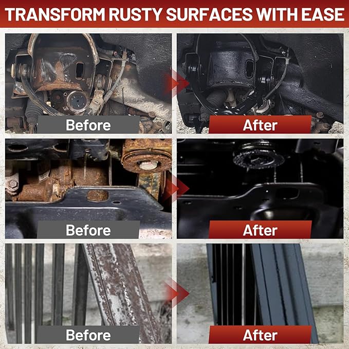 Rust-Stop and Corrosion Permanently Rust Preventive Coating Anti-Rust Automotive Rust Reformer for Metal & Seal, Rust Converter Non-Porous Protective Barrier High Gloss Black Metallic Paint 35 Fl Oz