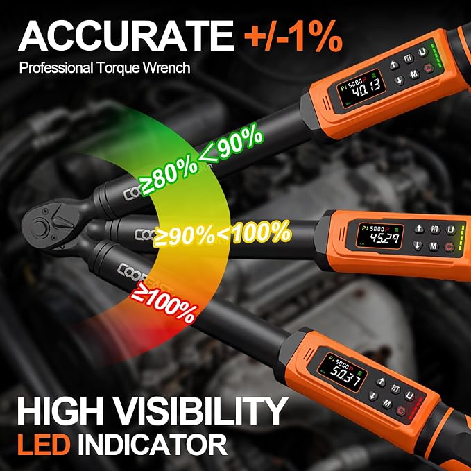 Digital Torque Wrench 1/2 Drive,Preset Value(3.76-250.8Ft.lbs./5.1-340Nm) | Buzzer and LED Alert,±2% High Accuracy,72-Tooth, Quick Release,Reversible,Large Screen,for Bike Motorcycle,Gift for Men,DIY
