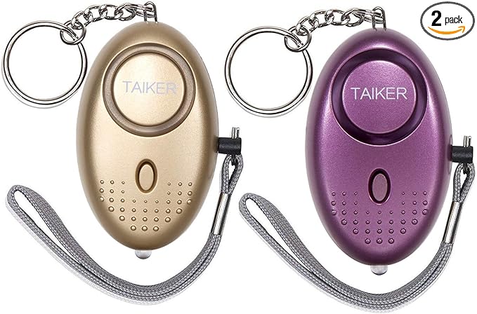 Personal Alarm for Women 140DB Emergency Self-Defense Security Alarm Keychain with LED Light for Women Kids and Elders-2 Pack (Gold & Purple)
