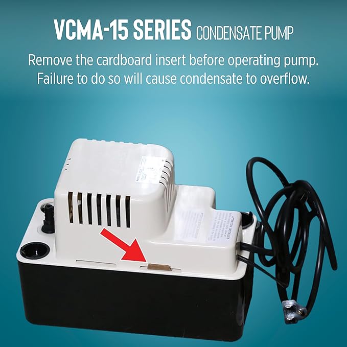 Little Giant VCMA-15ULT 115 Volt, 65 GPH, 1/50 HP Automatic Condensate Removal Pump with Tubing (no safety switch), Black/White, 554411