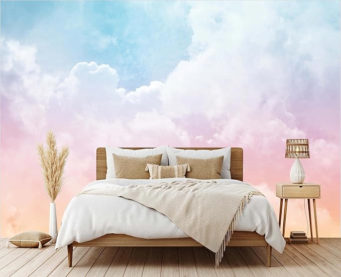 Cliouar-Wall Mural Wallpaper 3D Wallpaper Decorative Powder Cloud Bedroom Living Room Decor 182" x 122" (Not Peel and Stick)