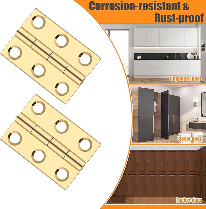 10PCS 1.5 Inch Mini Solid Brass Jewelry Box Cabinet Drawer Butt Hinges with Screws