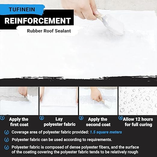 Rubber Liquid Waterproof Sealant, TUFINEIN 11 LB/5 KG White Quick Drying Multi Surface Foundation Leak Repair - Roof Gutters Basement Sealer Waterproof - Indoor & Outdoor Flexible Rubber Paint