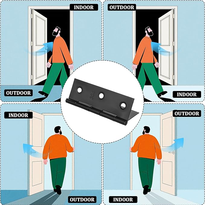12 Pack Black Butt Hinges 3 Inch for Furniture Door Window Wooden Box Chest Cabinet Hinge