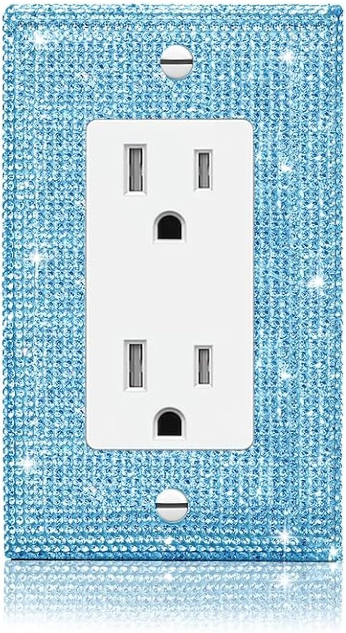 Shiny Blue Rhinestones Switch Plates And Outlet Covers Light Switch Cover Decorative Wall Plate Light Switch Cover Plate Rhinestone Bling Outlet Cover