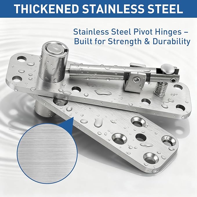 TamBee Heavy Duty Pivot Hinge Hidden Door Hinge - 570 lbs Load, Bearing, Stainless Steel, Rust Resistant, Concealed for Wood Doors, Secret Doors, Hidden Door, Bookcase Door and Bookshelf Door