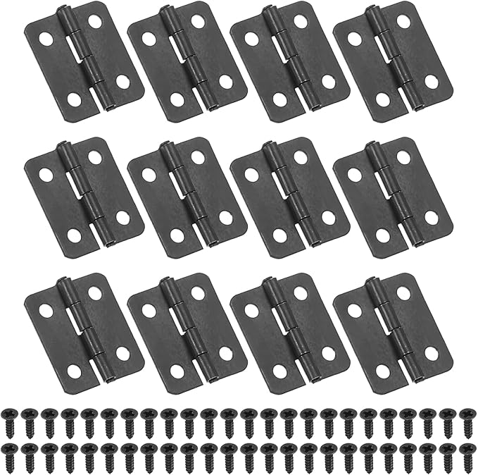 PATIKIL Small Butt Hinges 3/4 Inch, 12 Pack Mini Jewelry Box Hinge with Screw for Jewelry Wooden Boxes Cabinet Drawer Doors Gate, Black