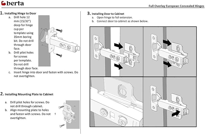 Berta 10-Pack Full Overlay Frameless Soft-Close European Hinges, 110° 3D Adjustable, Clip-On Concealed Kitchen Cabinet Door Hinges with Screws - Ideal for Modern Cabinets