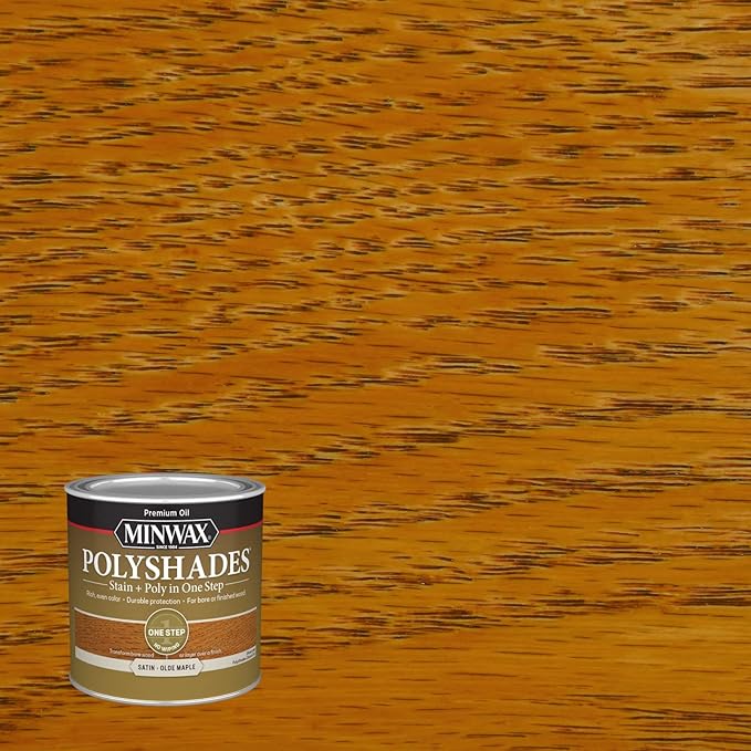 Minwax PolyShades Wood Stain + Polyurethane Finish – ½ Pint, Olde Maple, Satin