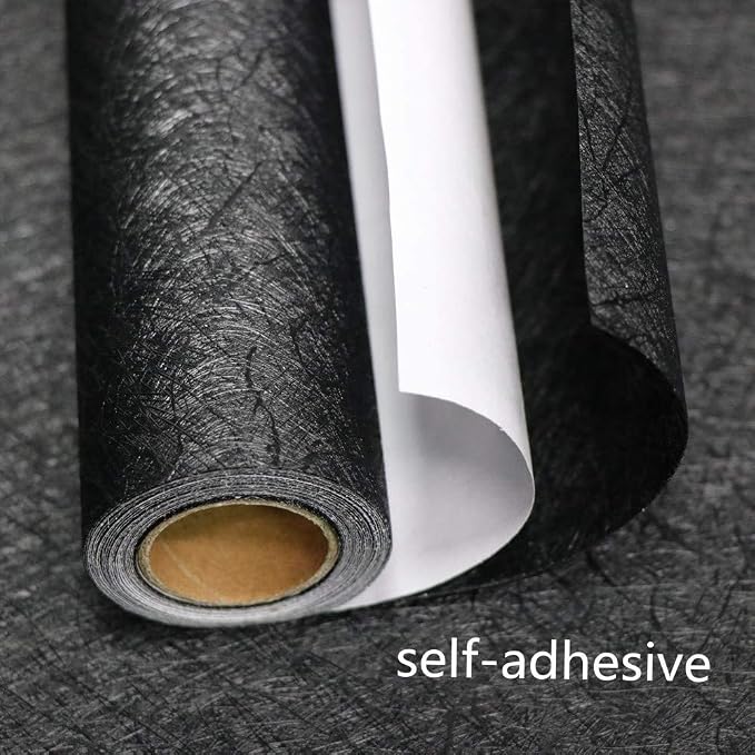 Black Silk Wallpaper Embossed Self Adhesive Peel and Stick Wallpaper Contact Paper Removable Waterproof Kitchen Vinyl Wrap Cabinet Furniture Textured Renter Friendly Wall Gift Paper 23.6" x 196.8"