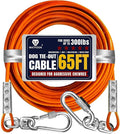 Tie Out Cable for Dogs Up to 300lbs,100ft Extra Strong 1000lbs Break Strength Tie-Out Tether Trolley Training Lead,Dog Run Cable for Yard Garden Park Camping Outside (Orange, 300lbs 65ft)