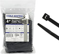 Kable Kontrol Cable Zip Ties 1000 Pcs 4 Inch Black, 18 Lbs Tensile Strength, Self-locking UV Resistant Plastic Nylon Wire Ties, for Indoor or Outdoor Use